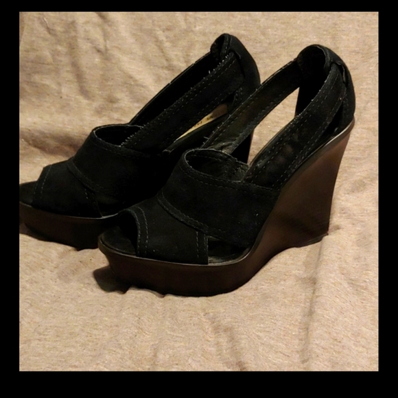 🌻 Steve Madden Peep Toe Platform Wedges - Picture 1 of 3